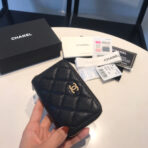 CC ZIPPED CAVIAR PURSE 11 BLACK CALFSKIN GOLD ICON - Image 5