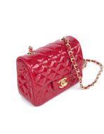 MINI SQUARE FLAP BAG 17CM RED PATENT CALFSKIN GOLD HARDWARE - Image 3