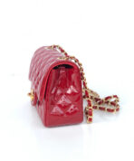 MINI SQUARE FLAP BAG 17CM RED PATENT CALFSKIN GOLD HARDWARE - Image 4