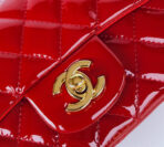 MINI SQUARE FLAP BAG 17CM RED PATENT CALFSKIN GOLD HARDWARE - Image 5