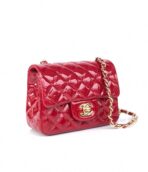 MINI SQUARE FLAP BAG 17CM RED PATENT CALFSKIN GOLD HARDWARE - Image 6
