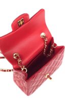 MINI SQUARE FLAP BAG 17CM RED PATENT CALFSKIN GOLD HARDWARE - Image 7
