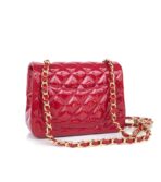 MINI SQUARE FLAP BAG 17CM RED PATENT CALFSKIN GOLD HARDWARE - Image 8