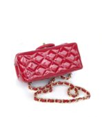 MINI SQUARE FLAP BAG 17CM RED PATENT CALFSKIN GOLD HARDWARE - Image 9