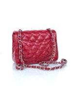 MINI SQUARE FLAP BAG 17CM RED PATENT CALFSKIN SILVER HARDWARE - Image 4