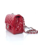 MINI SQUARE FLAP BAG 17CM RED PATENT CALFSKIN SILVER HARDWARE - Image 7