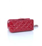 MINI SQUARE FLAP BAG 17CM RED PATENT CALFSKIN SILVER HARDWARE - Image 8