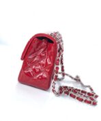 MINI SQUARE FLAP BAG 17CM RED PATENT CALFSKIN SILVER HARDWARE - Image 9