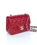 MINI SQUARE FLAP BAG 17CM RED PATENT CALFSKIN SILVER HARDWARE - Image 3
