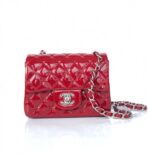 MINI SQUARE FLAP BAG 17CM RED PATENT CALFSKIN SILVER HARDWARE - Image 2