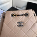 CC GRABRIELLE SMALL 24 BACKPACK IN ALMOND BEIGE MIX BLACK CALFSKIN - Image 4