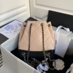 CC GRABRIELLE SMALL 24 BACKPACK IN ALMOND BEIGE MIX BLACK CALFSKIN - Image 3