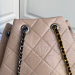 CC GRABRIELLE SMALL 24 BACKPACK IN ALMOND BEIGE MIX BLACK CALFSKIN - Image 5