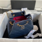 CC GRABRIELLE SMALL 24 BACKPACK IN MIDNIGHT BLUE MIX BLACK CALFSKIN - Image 7