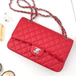 FLAP BAG MEDIUM 25CM RED CAVIAR SILVER HARDWARE - Image 2