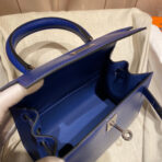 KELLY MINI 20 BAG IN NAVY BLUE SMOOTH  WITH SILVER HARDWARE - Image 5