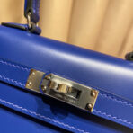 KELLY MINI 20 BAG IN NAVY BLUE SMOOTH  WITH SILVER HARDWARE - Image 6