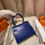 KELLY MINI 20 BAG IN NAVY BLUE SMOOTH  WITH SILVER HARDWARE - Image 3