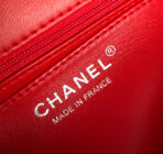 MINI RECTANGLE FLAP BAG 20CM RED LAMBSKIN SILVER HARDWARE - Image 5
