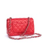 MINI RECTANGLE FLAP BAG 20CM RED LAMBSKIN SILVER HARDWARE - Image 6