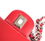 MINI RECTANGLE FLAP BAG 20CM RED LAMBSKIN SILVER HARDWARE - Image 7