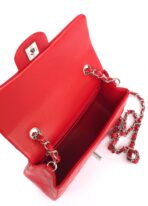 MINI RECTANGLE FLAP BAG 20CM RED LAMBSKIN SILVER HARDWARE - Image 9