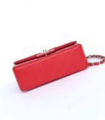 MINI RECTANGLE FLAP BAG 20CM RED LAMBSKIN SILVER HARDWARE - Image 10