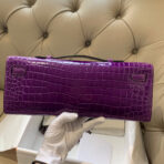 KELLY CUT 31 IN VIOLET PURPLE CROCO-EMBOSSED  WITH GOLD HARDWARE - Image 4