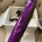 KELLY CUT 31 IN VIOLET PURPLE CROCO-EMBOSSED  WITH GOLD HARDWARE - Image 6