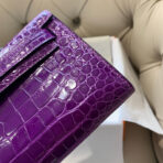 KELLY CUT 31 IN VIOLET PURPLE CROCO-EMBOSSED  WITH GOLD HARDWARE - Image 8