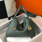 HM LINDY 30 BAG IN DARK GREEN  GOLD HARDWARE