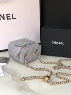 CC MINI 11 VANITY CHAIN IN LIGHT GREY CALFSKIN GOLD HARDWARE - Image 6