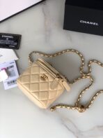 CC MINI 11 VANITY CHAIN IN DARK CREAM CALFSKIN GOLD HARDWARE - Image 3