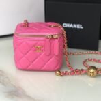 CC MINI 11 VANITY CHAIN IN BRIGHT PINK CALFSKIN GOLD HARDWARE - Image 2