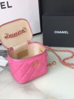 CC MINI 11 VANITY CHAIN IN BRIGHT PINK CALFSKIN GOLD HARDWARE - Image 7