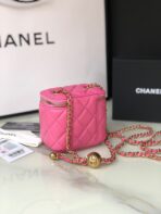 CC MINI 11 VANITY CHAIN IN BRIGHT PINK CALFSKIN GOLD HARDWARE - Image 4