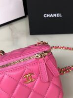 CC MINI 11 VANITY CHAIN IN BRIGHT PINK CALFSKIN GOLD HARDWARE - Image 9