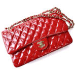 FLAP BAG MEDIUM 25CM RED PATENT CALFSKIN GOLD HARDWARE - Image 2