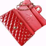 FLAP BAG MEDIUM 25CM RED PATENT CALFSKIN GOLD HARDWARE - Image 8