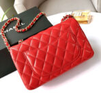 MINI RECTANGLE FLAP BAG 20CM RED LAMBSKIN GOLD HARDWARE - Image 3