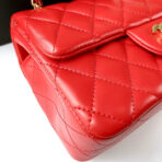 MINI RECTANGLE FLAP BAG 20CM RED LAMBSKIN GOLD HARDWARE - Image 5