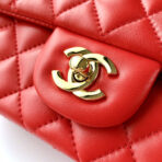 MINI RECTANGLE FLAP BAG 20CM RED LAMBSKIN GOLD HARDWARE - Image 6