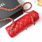 MINI RECTANGLE FLAP BAG 20CM RED LAMBSKIN GOLD HARDWARE - Image 7