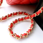MINI RECTANGLE FLAP BAG 20CM RED LAMBSKIN GOLD HARDWARE - Image 9
