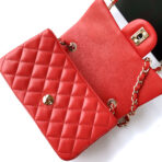 MINI RECTANGLE FLAP BAG 20CM RED LAMBSKIN GOLD HARDWARE - Image 10