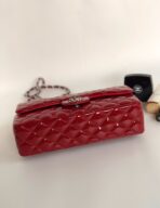 FLAP BAG MEDIUM 25CM RED PATENT CALFSKIN SILVER HARDWARE - Image 4