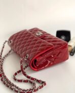 FLAP BAG MEDIUM 25CM RED PATENT CALFSKIN SILVER HARDWARE - Image 5