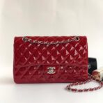 FLAP BAG MEDIUM 25CM RED PATENT CALFSKIN SILVER HARDWARE - Image 2