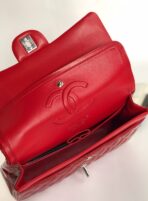 FLAP BAG MEDIUM 25CM RED PATENT CALFSKIN SILVER HARDWARE - Image 8