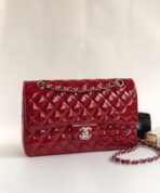 FLAP BAG MEDIUM 25CM RED PATENT CALFSKIN SILVER HARDWARE - Image 3